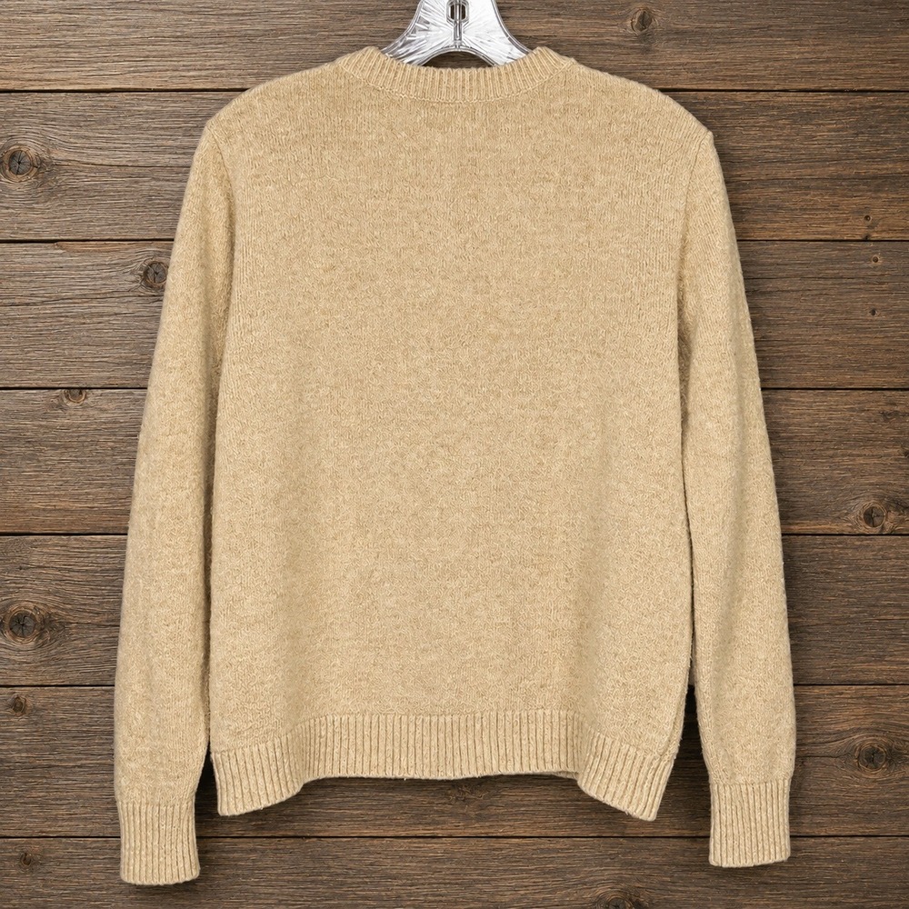 Lands End Cotton Wool Cable Knit Sweater Size M Petite Fisherman Neutral Classic - Picture 3 of 7